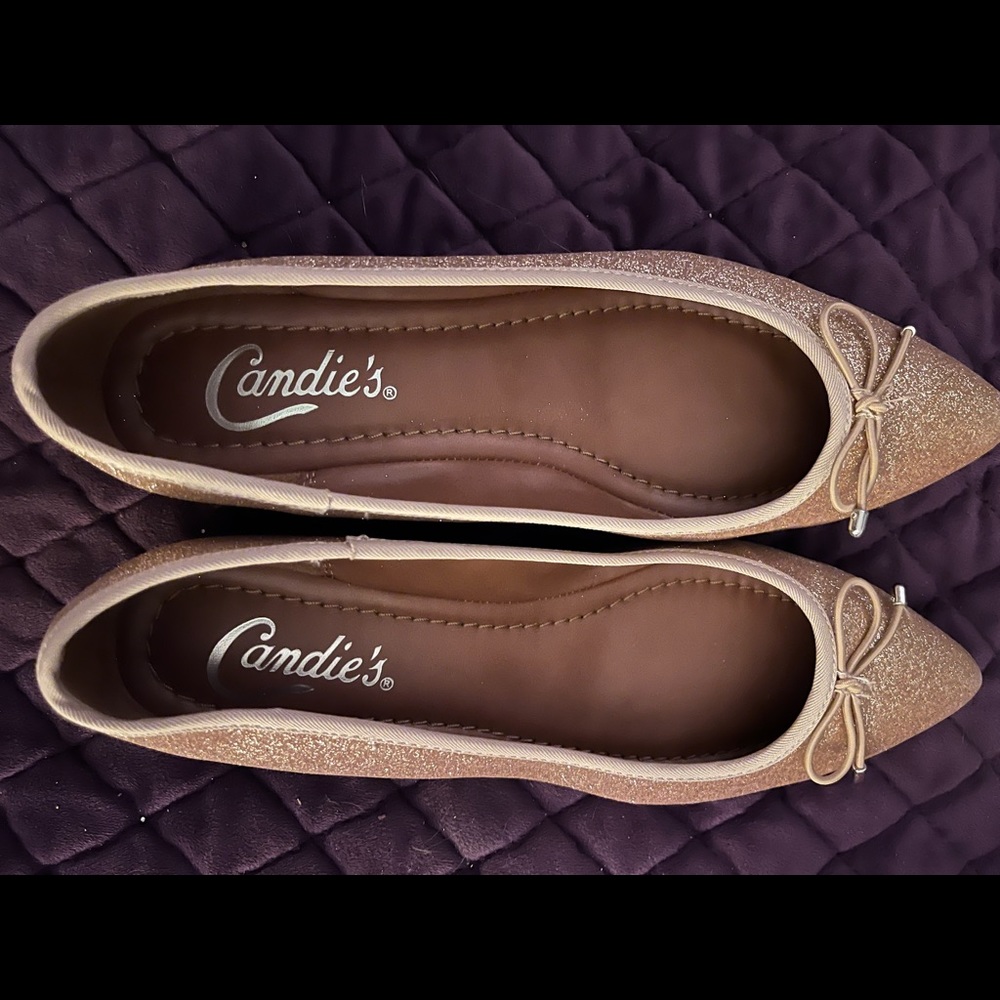 Candies brand comfortable Flats Gold color
